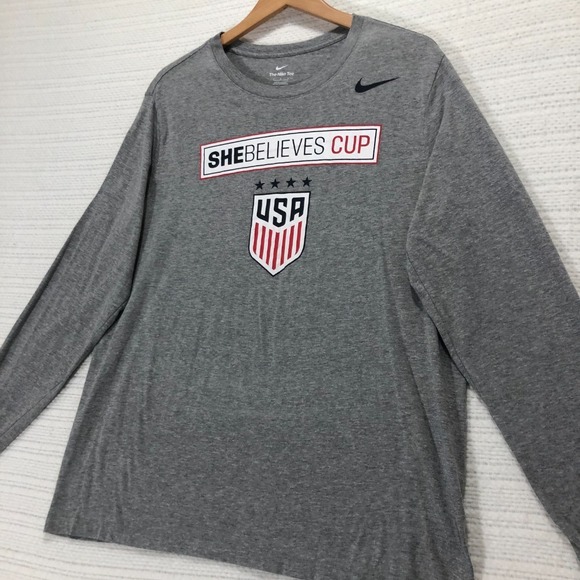 Nike‎ SheBelieves Cup USA Soccer Long Sleeve T-Shirt Women's Gray Size S - Picture 1 of 8